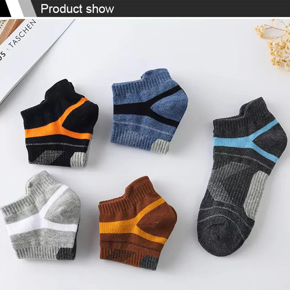 5 Paar hochwertige Socken für Herren, Sommer, Outdoor, lässig, Baumwollsocken, kurze, atmungsaktive schwarze Söckchen, Laufen, Sportsocken, Größe 38–45 – Detail 7