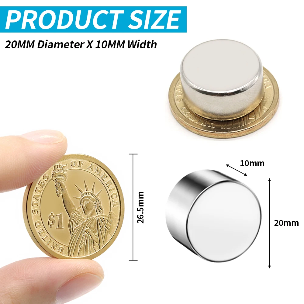 2/5/10/20Pcs 20x10 Super Strong Magnet 20mm X 10mm Round Magnetic NdFeB Neodymium magnet N35 Powerful Disc imanes 20*10