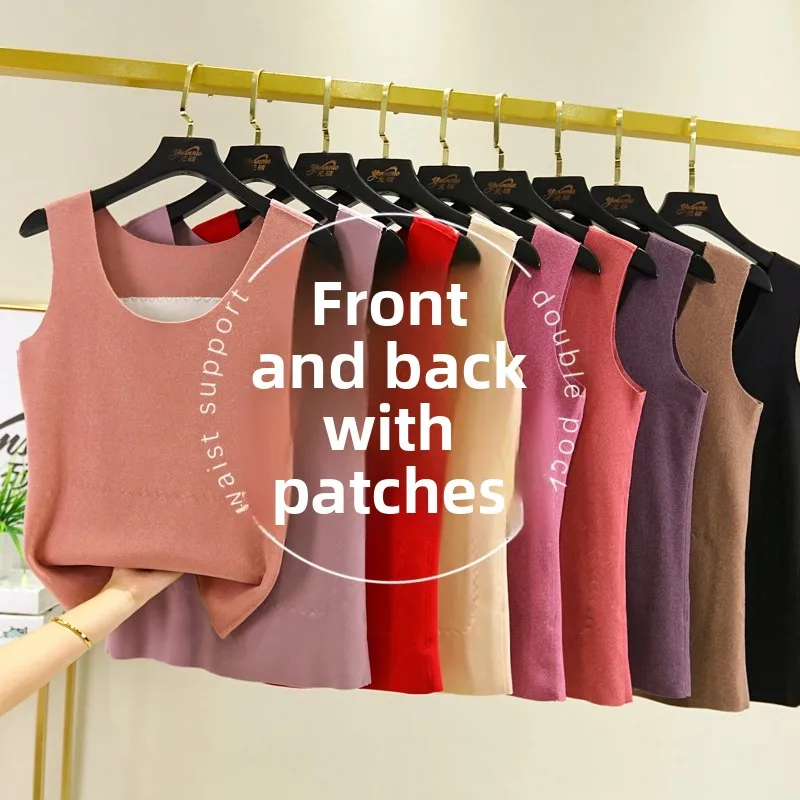 Thickened Double-sided Fleece Warmth Vest Women's Mid-aged Autumn Winter Cold Resistance Inner Wear Fleece Lined Base Shirt
