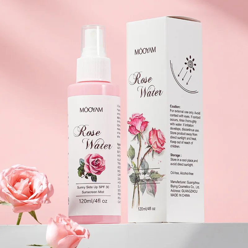 Rose Water Moisturizing Essence Toner Spray SPF30 Refreshing Oil Control After Sun Repair Hydrosol Rose Mist Water