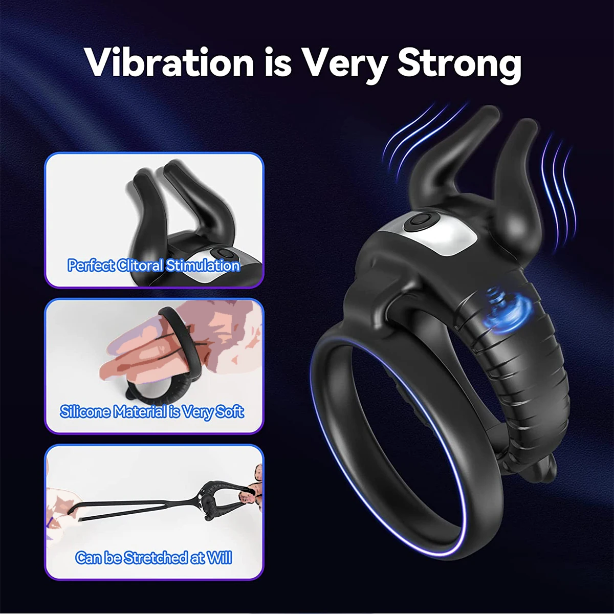 Vibrating Cock Penis Ring Wearable Vibrator Adult Male Silicone G Spot Clitoris Stimulator Sex Toys for Men Couple Pleasure