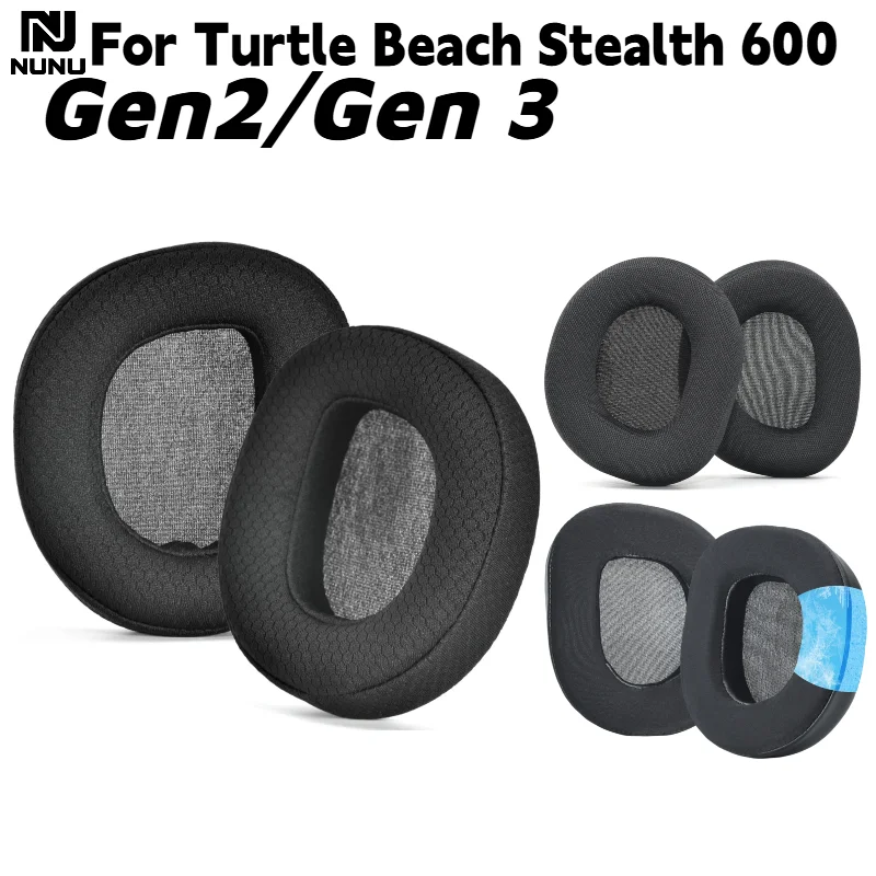 NUNU Replacement Soft Memory Foam Mesh/Ice gel Ear Pads For Turtle Beach Stealth 600 Gen 2 / Gen Headphones repair parts