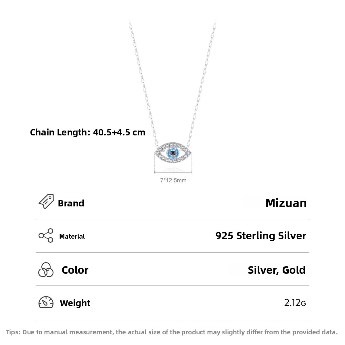 

S925 Sterling Silver Micro-Paved Evil Eye Nelace Women's Luxury Vintage Clavicle Chain Original Design Faion Jewelry