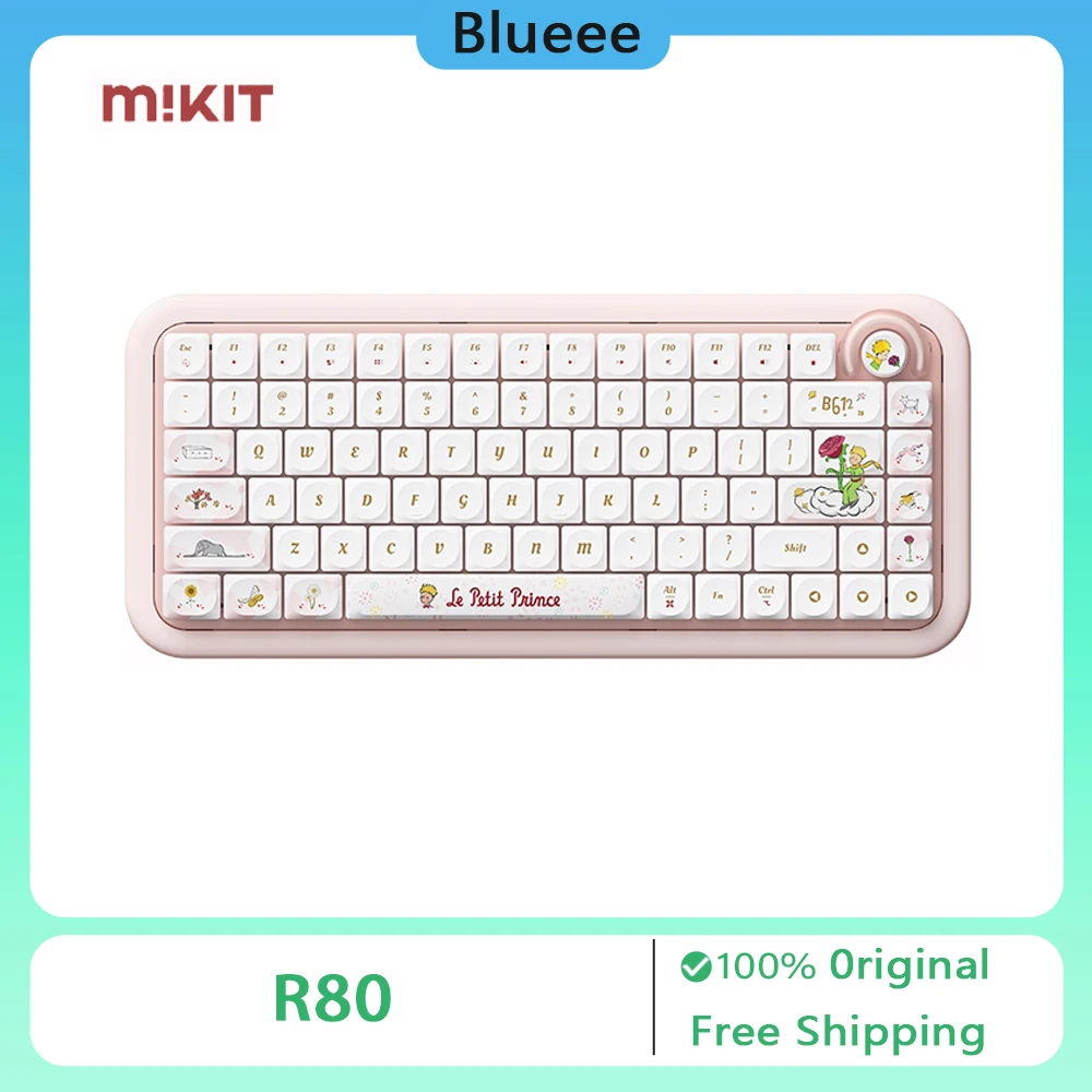 Mikit Prince R80 Mechanical Keyboard 3mode Bluetooth Wireless Keyborads Hot Swap RGB Ergonomics Customized Gaming Keyboard