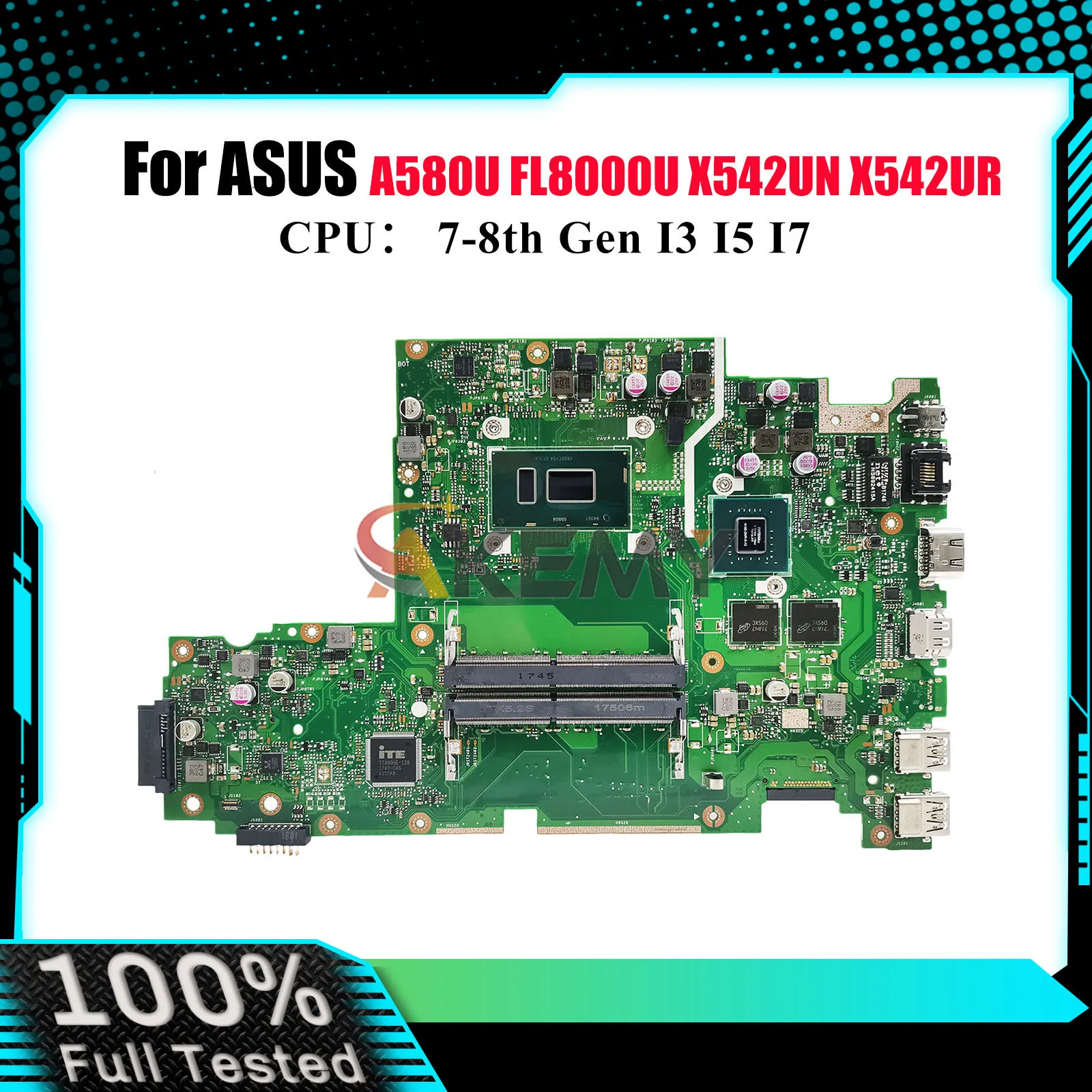 

X542UQ Laptop Motherboard For ASUS X542UF X542URR X542U X542UR X542UN X542URV A580U FL8000U X542UQR Mainboard With I3 I5 I7 CPU