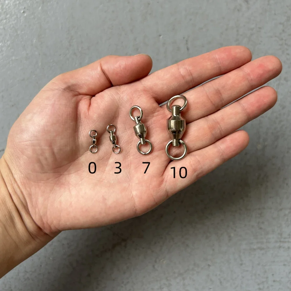 DNDYUJU 10 قطعة محمل كروي يدور الصيد موصل عالية القوة وصلة دوّارة لصيد الأسماك الفولاذ المقاوم للصدأ الصلبة حلقة الصيد اكسسوارات