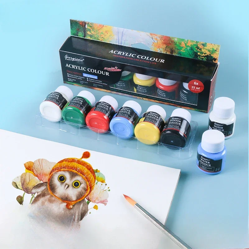 6-color 25ml Pigment Set Acrylic Watercolor Gouach Powder Textile Glass Advertising Painting Graffiti Paint Art Supplies