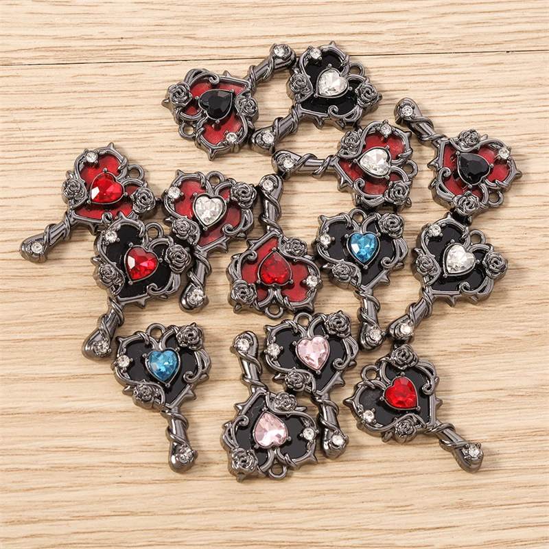 5 шт. 17x26 мм, милые подвески-сердечки из хрустального сплава для изготовления серег, ожерелий, браслетов, поделок своими руками, аксессуары для ювелирных изделий