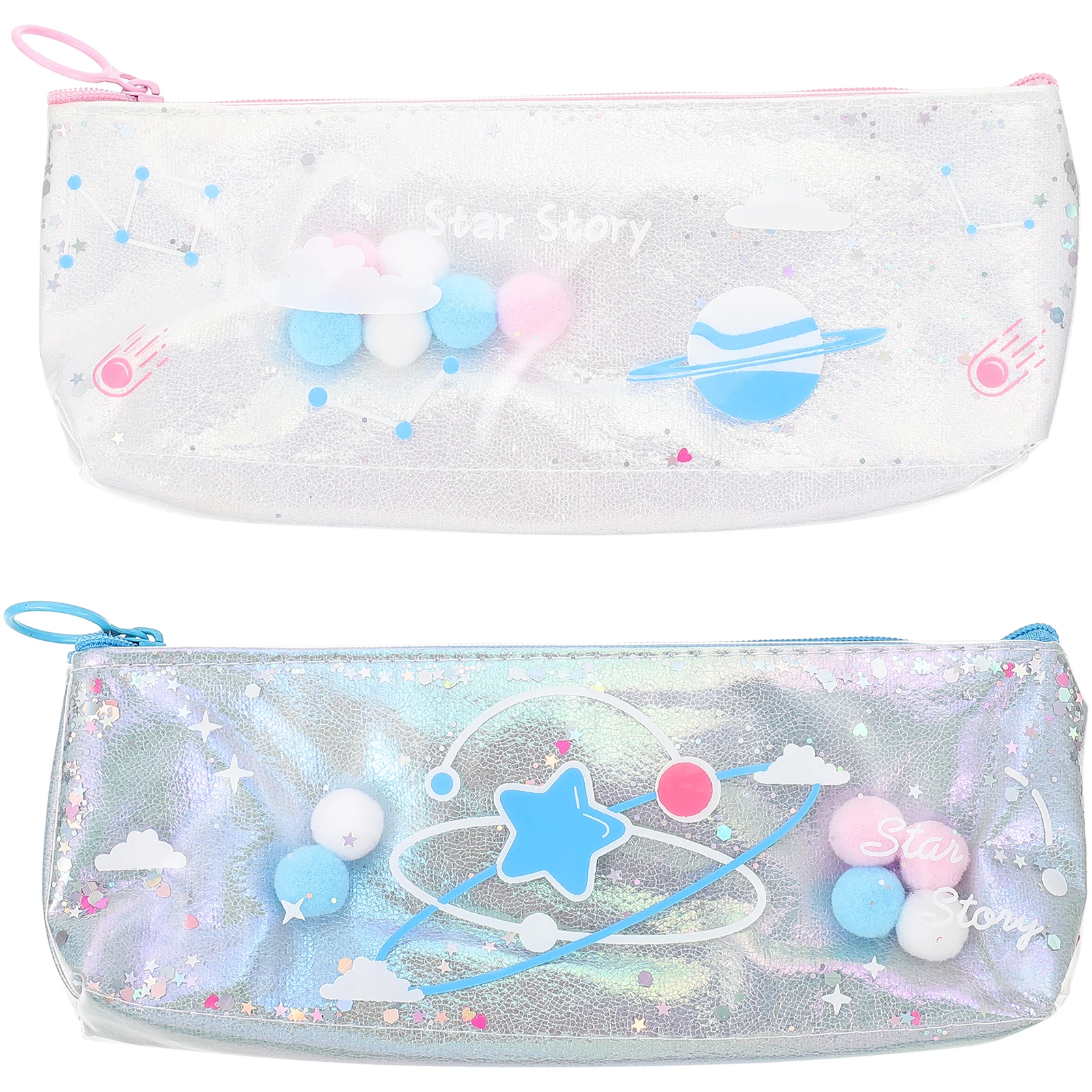 

Pencil Bag Stationery Case Clear Storage Coin Pouch Zippered Child Cartoon Lightweight Durable Large Capacity School Use