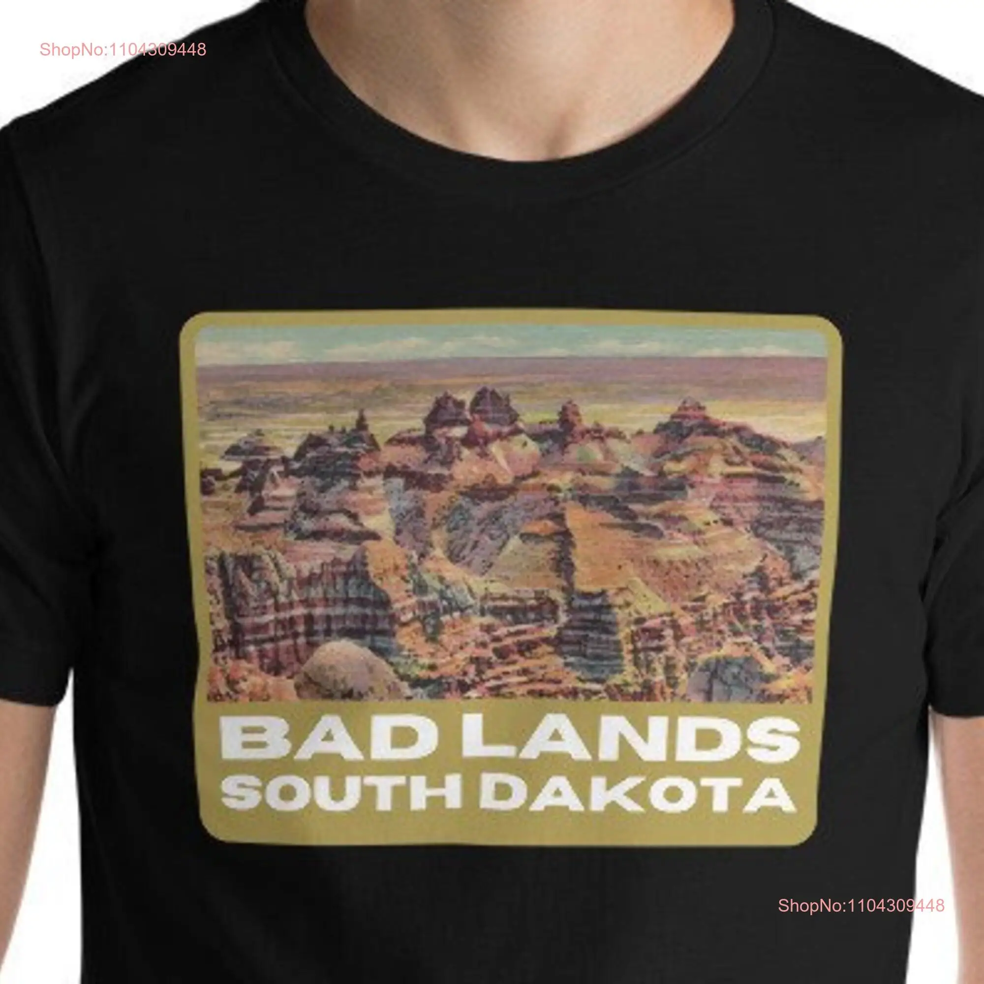 South Dakota Badlands National Park Retro Scenery  T Shirt long or short sleeves