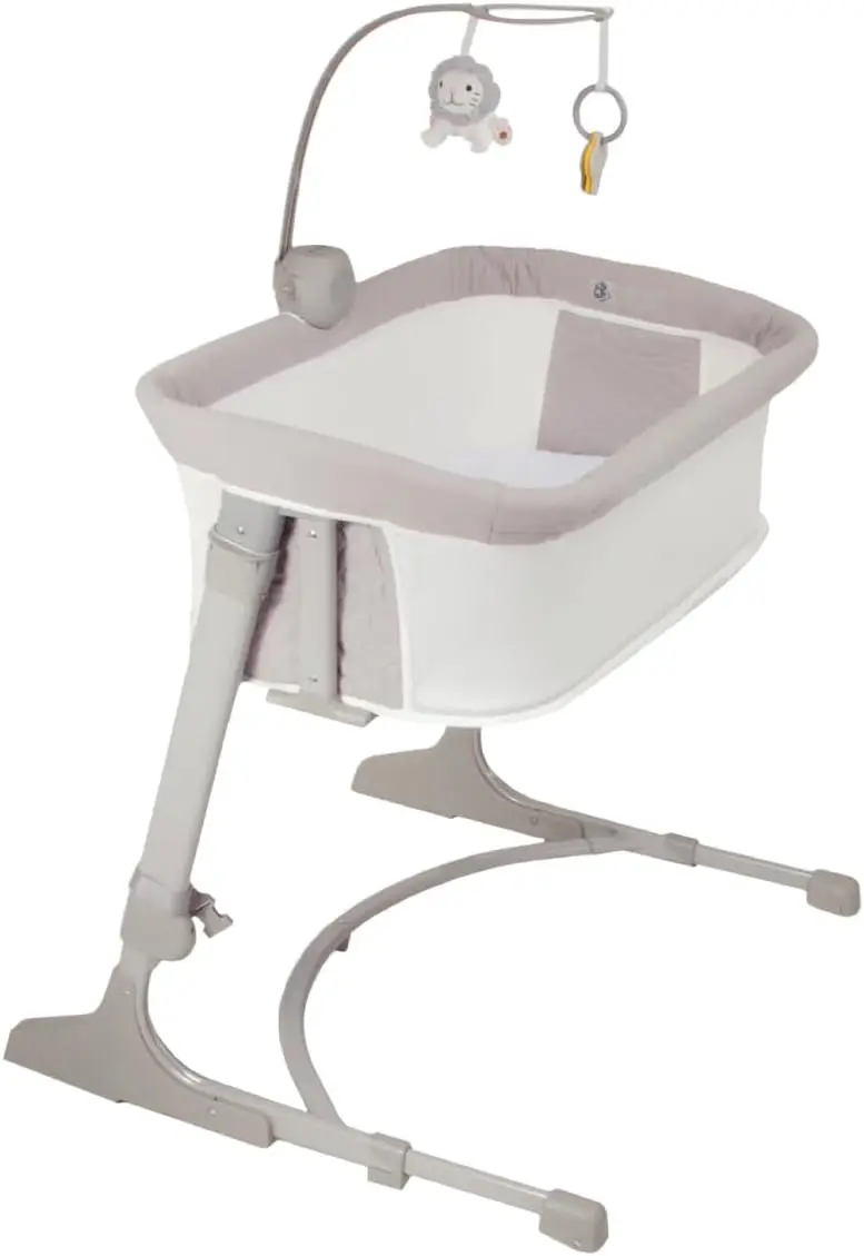 

Arm’s Reach Versatile Co-Sleeper Bedside Bassinet Featuring Height-Adjustable Legs with Adjustable Feet, Mobile with Plush Hangi