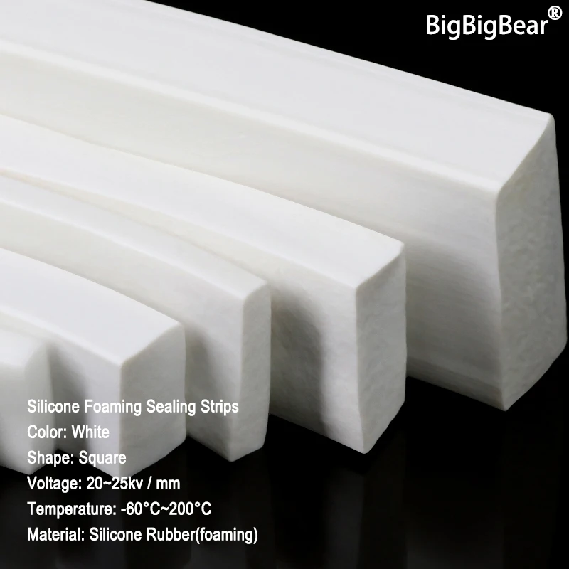 1~30m Silicone Foamed Sealing Strips Square White Trim Seal 3~30mm Silicon Rubber Doors Windows VMQ Gasket Silicone Sponge Strip