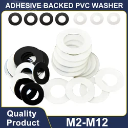 M2 M2.5 M3 M4 M5 M6 M8 M10 M12 Black/Transparent Adhesive Backed PVC Washer Viscose Plastic Round Washers 0.3mm-1mm 50-200Pcs
