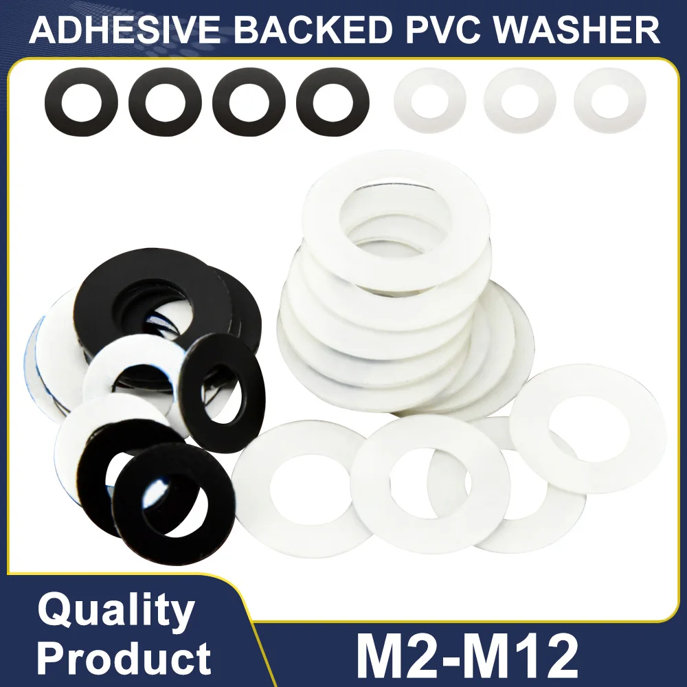M2 M2.5 M3 M4 M5 M6 M8 M10 M12 Czarny/przezroczysty podkładka z PVC z klejem Podkładki okrągłe z tworzywa wiskozowego 0,3 mm-1 mm 50-200 szt.