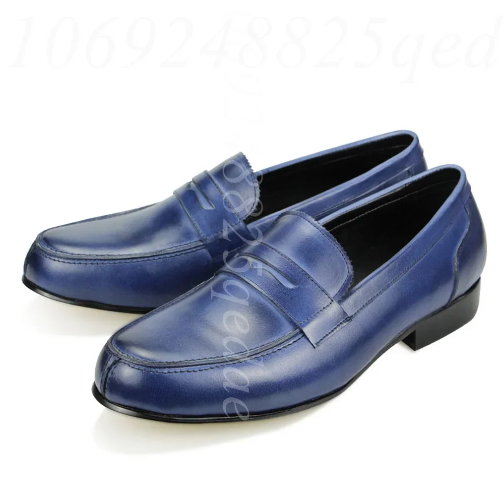 Blue Comfortalbe Daily Footwear Casual Shoes Designer Loafers Men Retro Elegant Handmade Sewing High Quality Customized Shoes