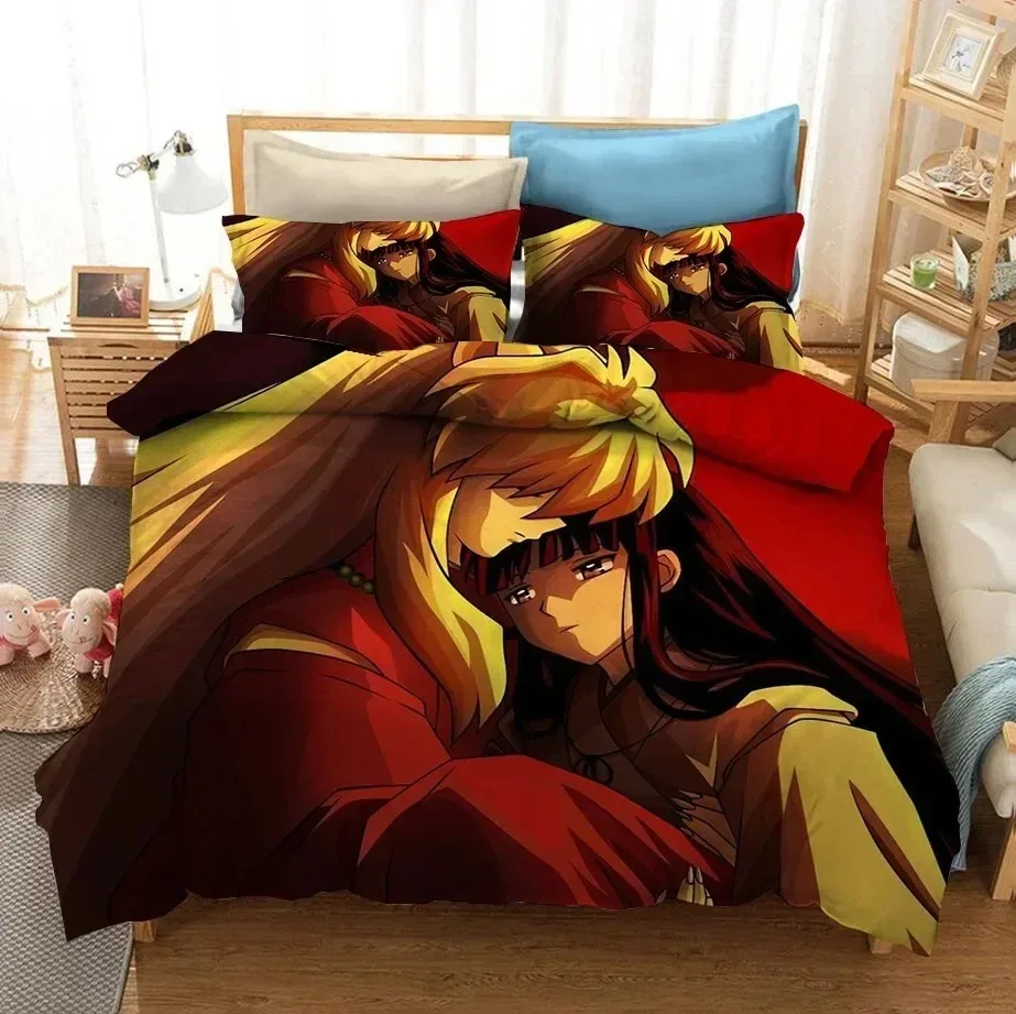 New 3D Printed Anime Inuyasha Duvet Cover Sesshoumaru Bedding Set Double Twin Full Queen King Adult Kids Bedclothes Quilt Cover