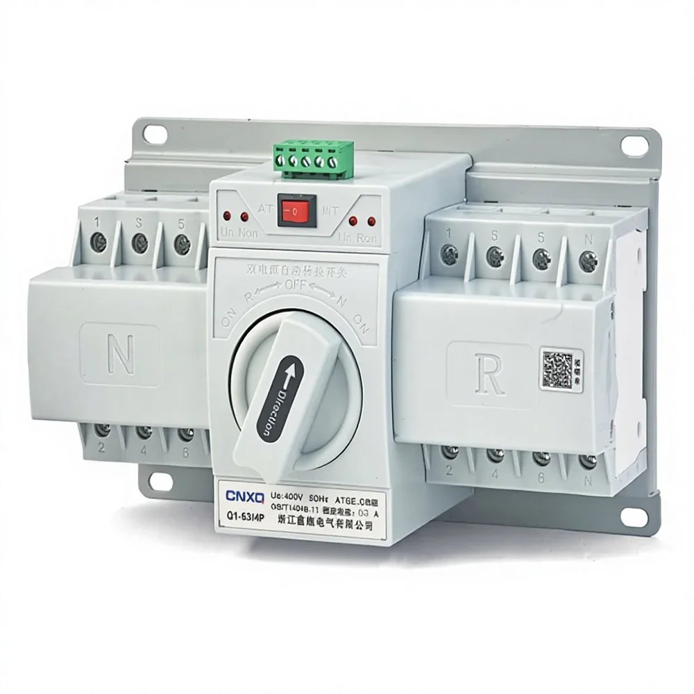 2P 4P 63A ATS Dual Power Automatic Transfer Switch MCB Type Generator Changeover AC230V 380V 50/60Hz Auto Manual Circuit Breaker