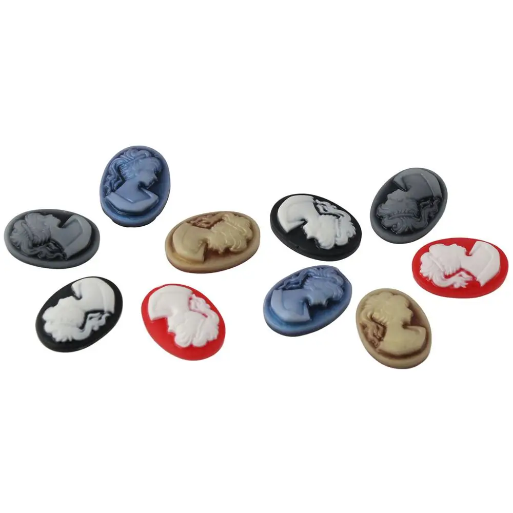 

50pcs Vintage 5Colors Resin Lady Head Cameo Flat Back Cabochons DIY Craft Scrapbooking Embellishments