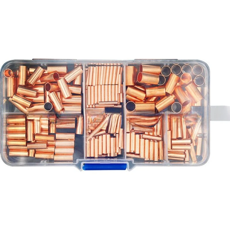 Pure Copper Connection Tubes Set, 250PCS Small Diameter Tubing 1/2/3/4/5/6mm For DIY Electrical And Craft Projects