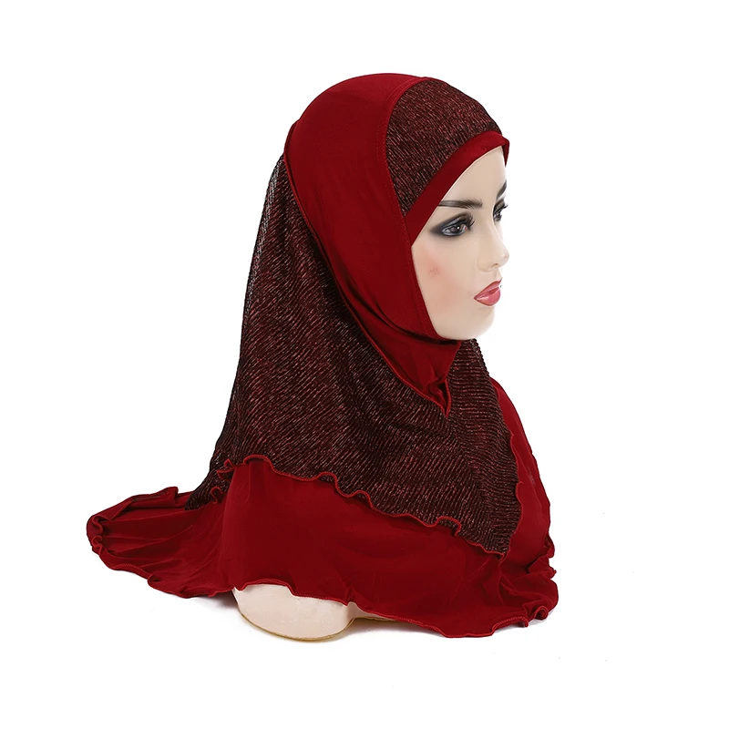 H076 Adults or big girls medium size 70*60cm pray hijab muslim hijab scarf islamic headscarf hat amira pull on headwrap