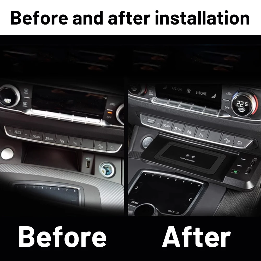 15w Car Wireless Charger for Audi Q5 SQ5 2018-2020 Fast Charging Phone Holder Pad USB Mobile Charge Accessories Interior Trim