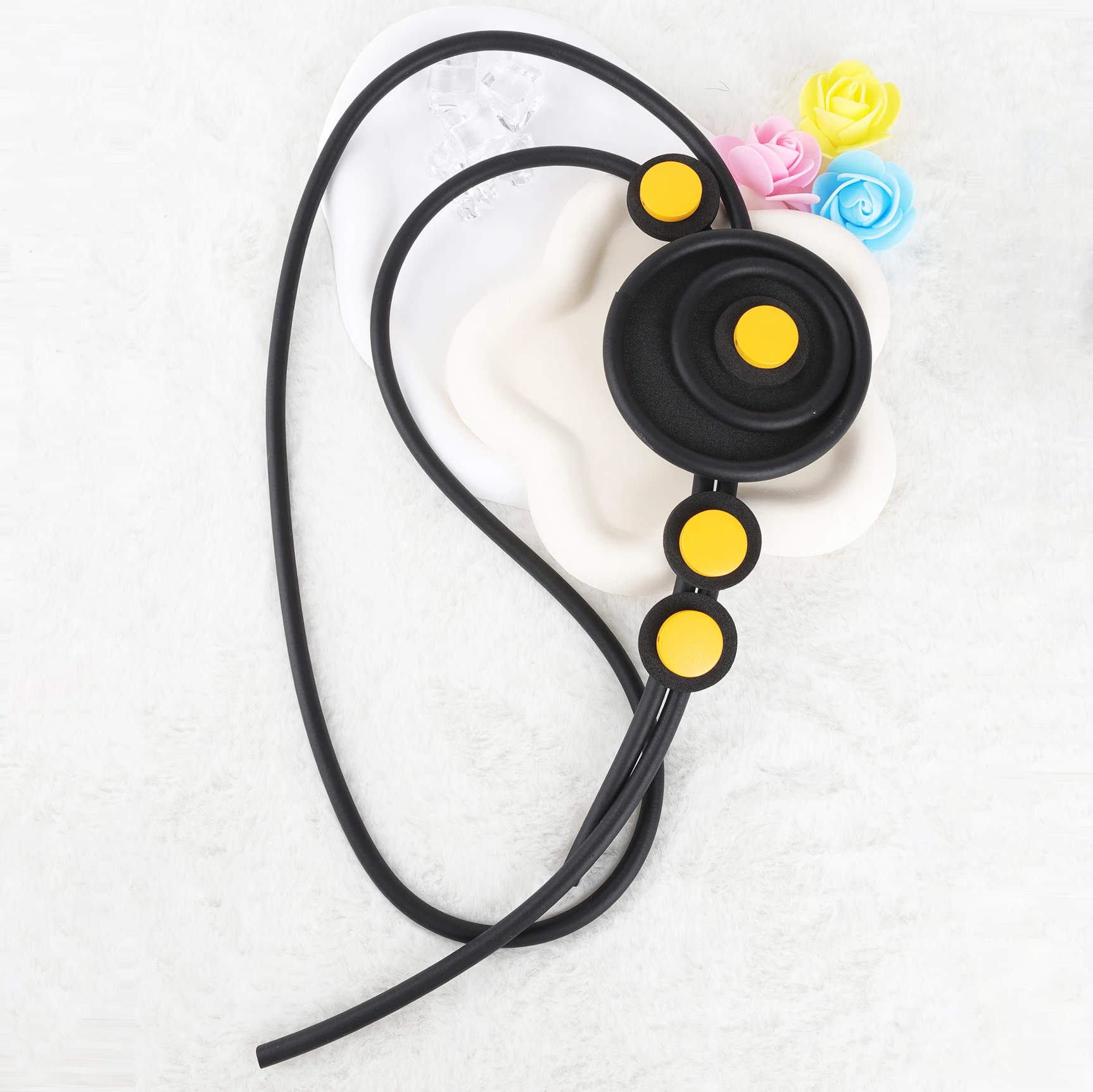 UKEBAY-Gothic Black Pendant Necklace, Rubber Chain, Bohemian, Geométrico, Round Design, Moda, Acessórios de vestuário, Novo