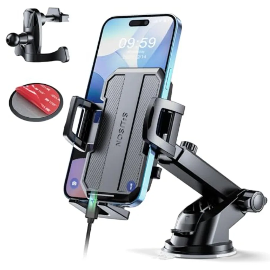 

Upgraded 3-in-1 Car Phone Holder Mount [Powerful Suction] Phone Mount for Car Dashboard Air Vent Windshield, for All iPhone And