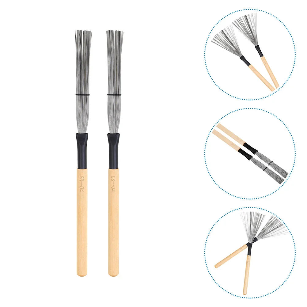 Drum Sticks Brush Percussion Wire Set Metal Jazz Snare Cajon Cleaning Instrument Accessories Steel Wooden Stick Kids