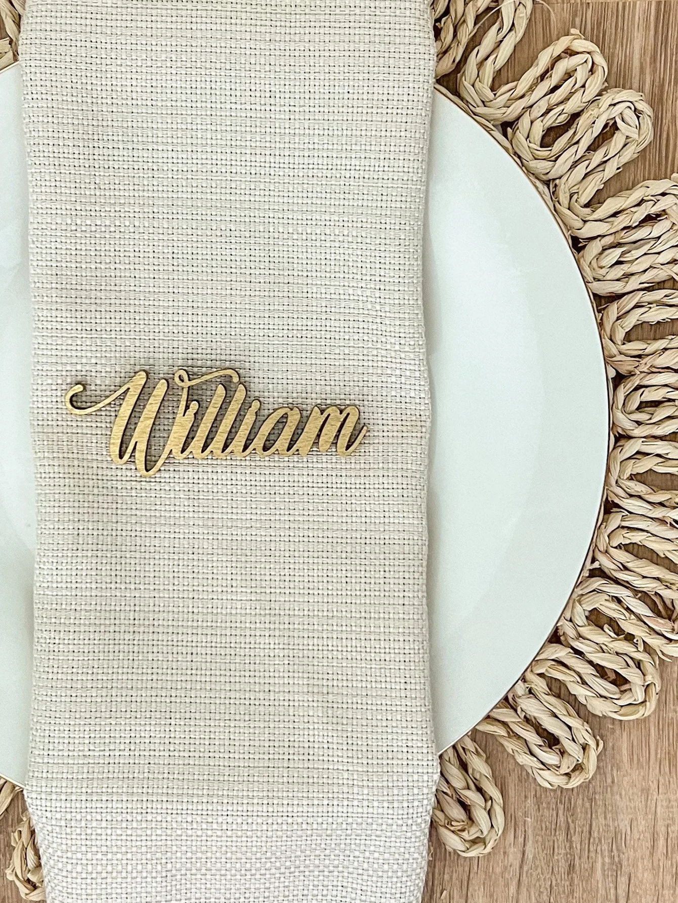 Tarjeta de asiento personalizada, tarjeta de lugar personalizada con nombre de madera, texturizada y elegante para eventos, accesorio único grabado con láser, 1 ud.