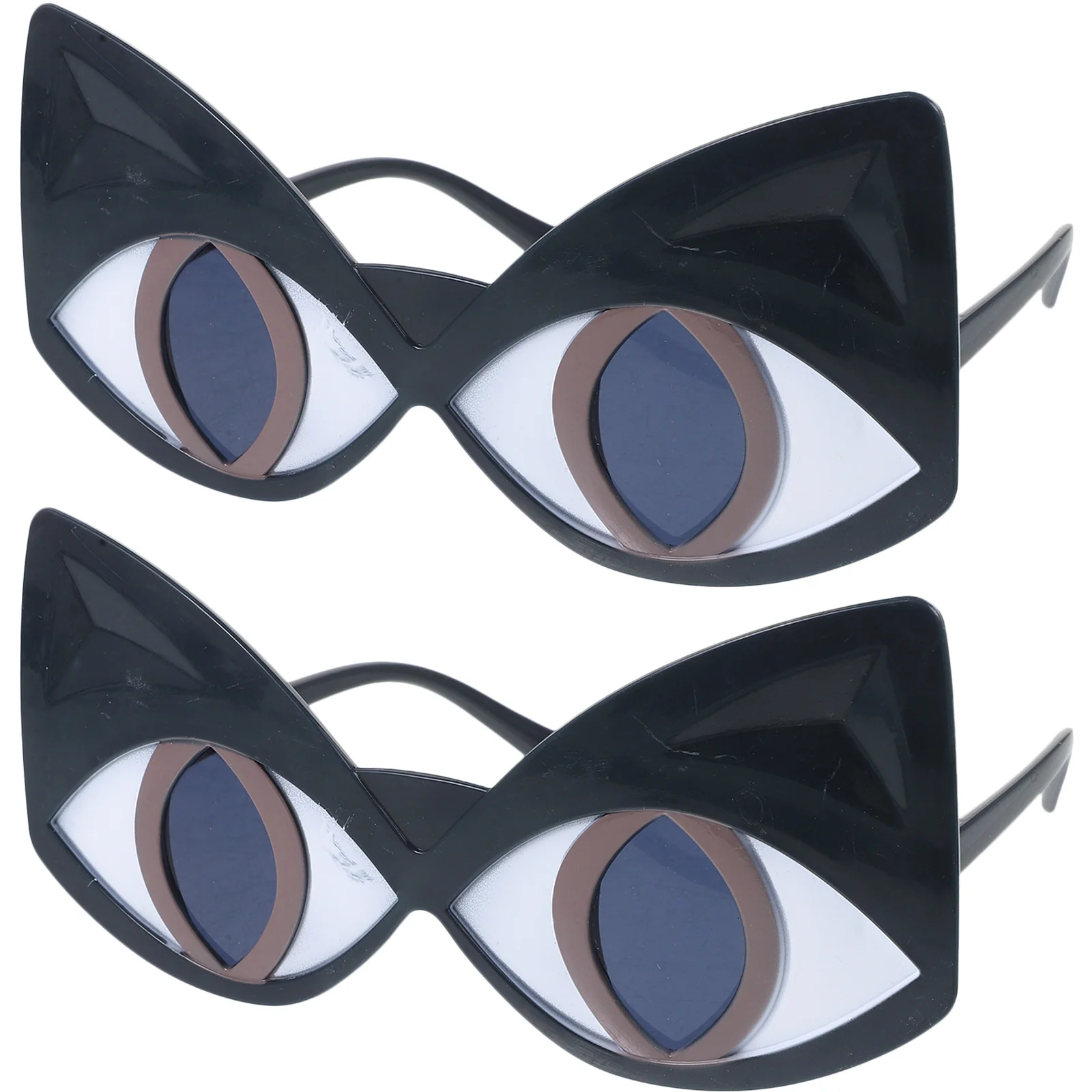 2Pairs عين القط النظارات الشمسية رواية متعة الدعائم الطرف أكثر من الحجم رائعتين شيك نظارات جذابة غير النظامية ظلال رائعتين النظارات الشمسية #3