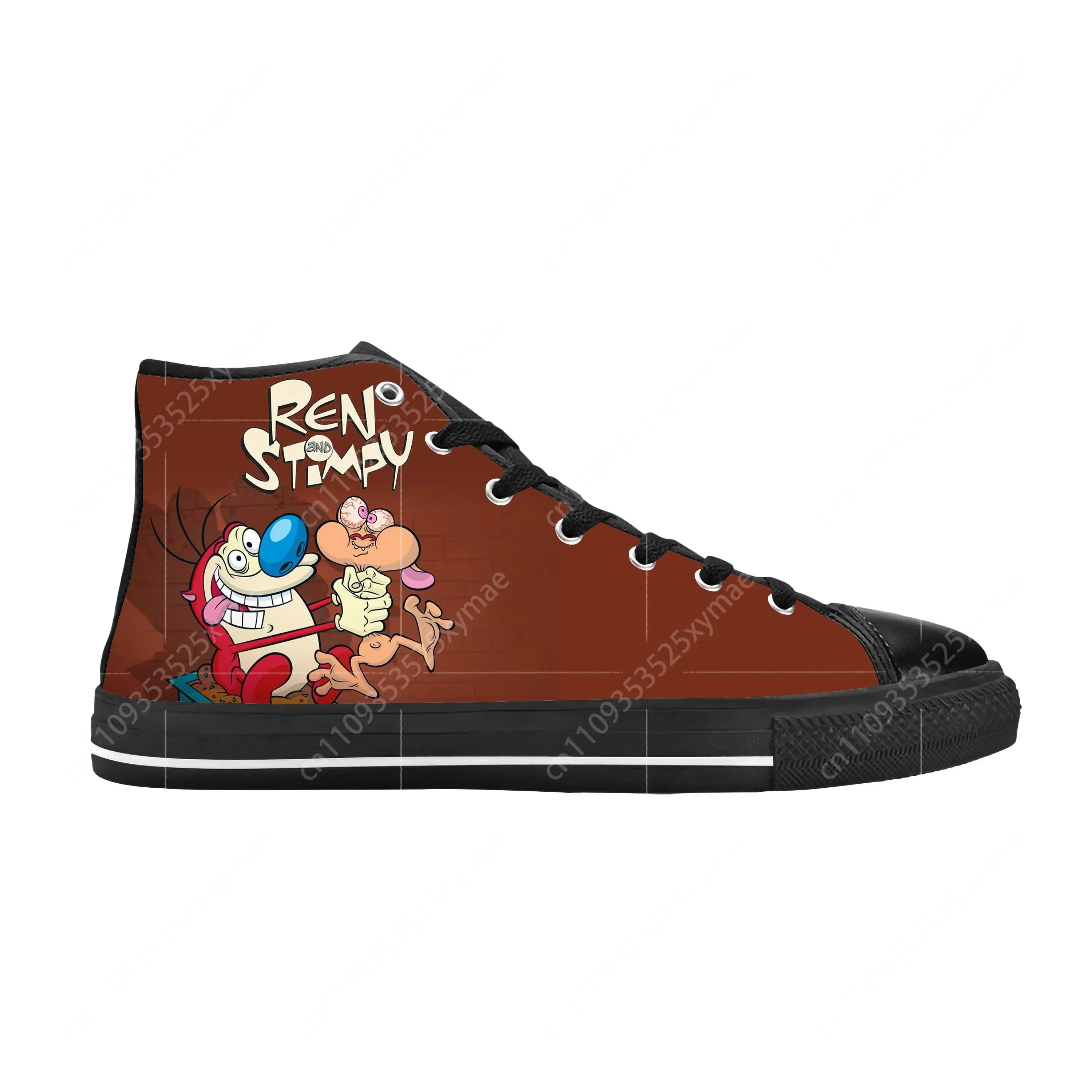 Show Anime Cartoon Stimpy Manga Comic Game Ren Casual Cloth Shoes High Top Comfortable Breathable 3D Print Men Women Sneakers