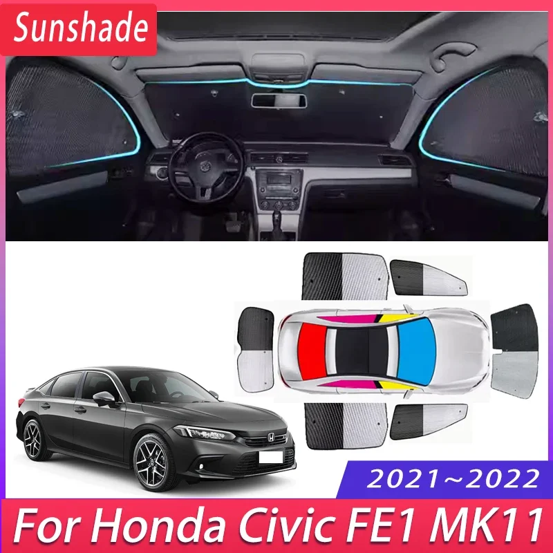 

Car Sunshade For Honda Civic FE1 2021 2022 MK11 Auto Heat Insulation Protection Sunshade Windshield Protection Visor Accessories