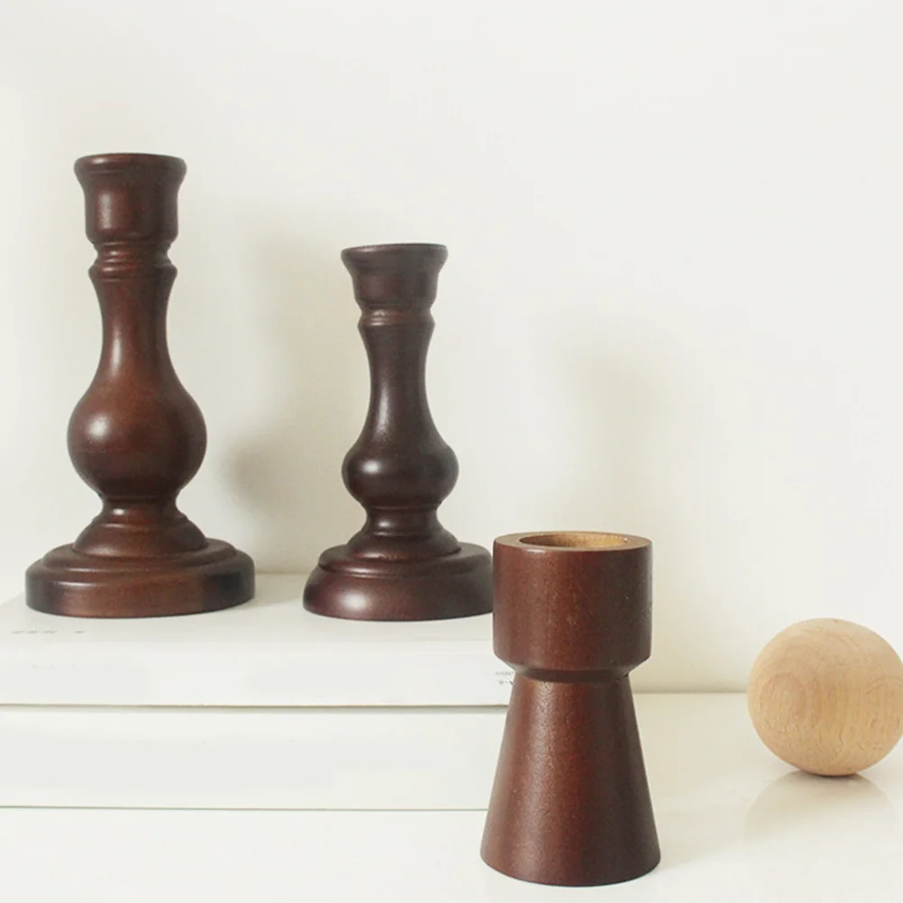

2Pcs Wooden Candlestick Creative Simple Holder for Wedding Decoration Home Living Room Cafe Bar Atmosphere