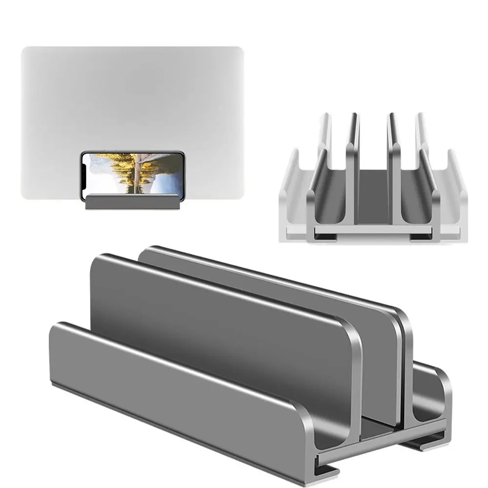 

Вертикальная подставка для ноутбука с 1/2/3 слотами, компактная противоскользящая алюминиевая подставка для ноутбука, устойчивая к ржавчине регулируемая настольная док-станция для ноутбука