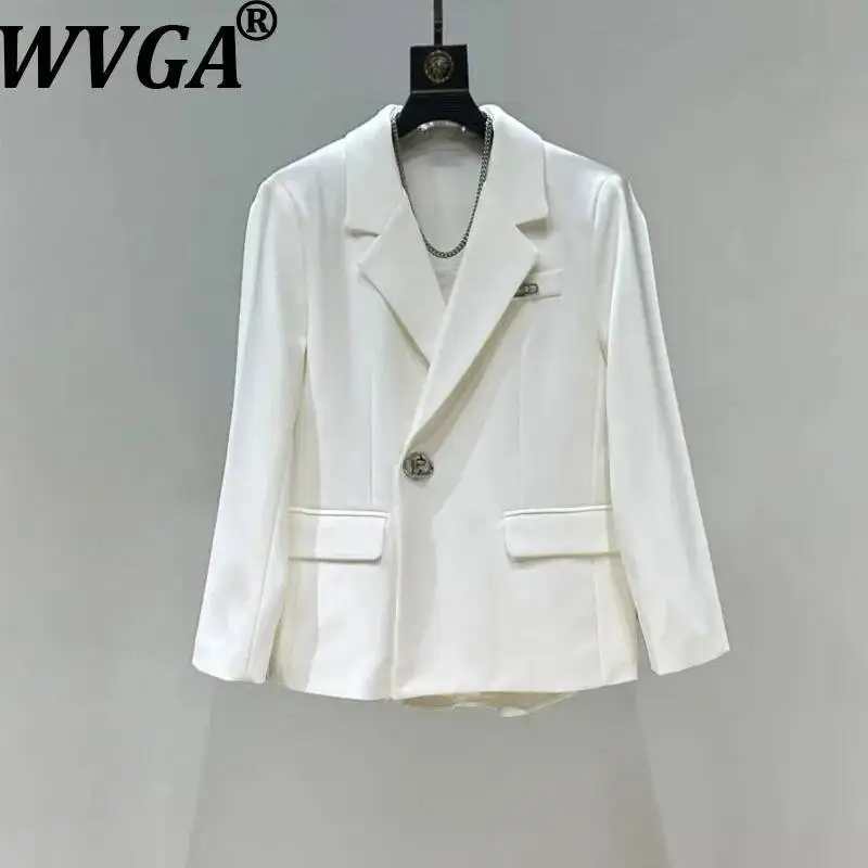 WVGA Spring Autumn New Men Tide Metal Buckles Korean Style Trendy Padded Shoulder Blazer Niche Chic Casual Suit Coats Ins W25348