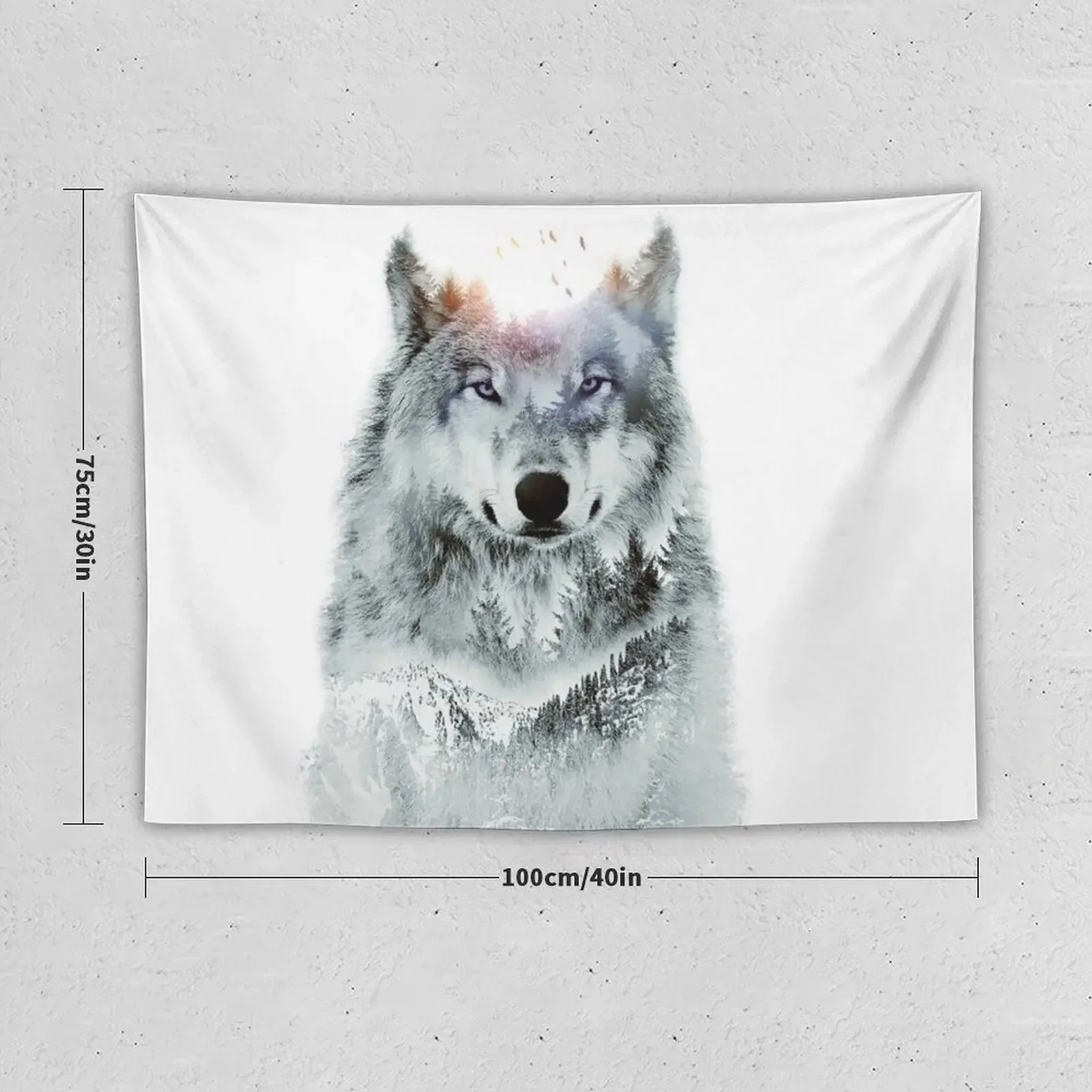 Double Exposure | Winter Wolf Tapestry Home Decorations Bedroom Decor Aesthetic Aesthetic Decoration Tapestry