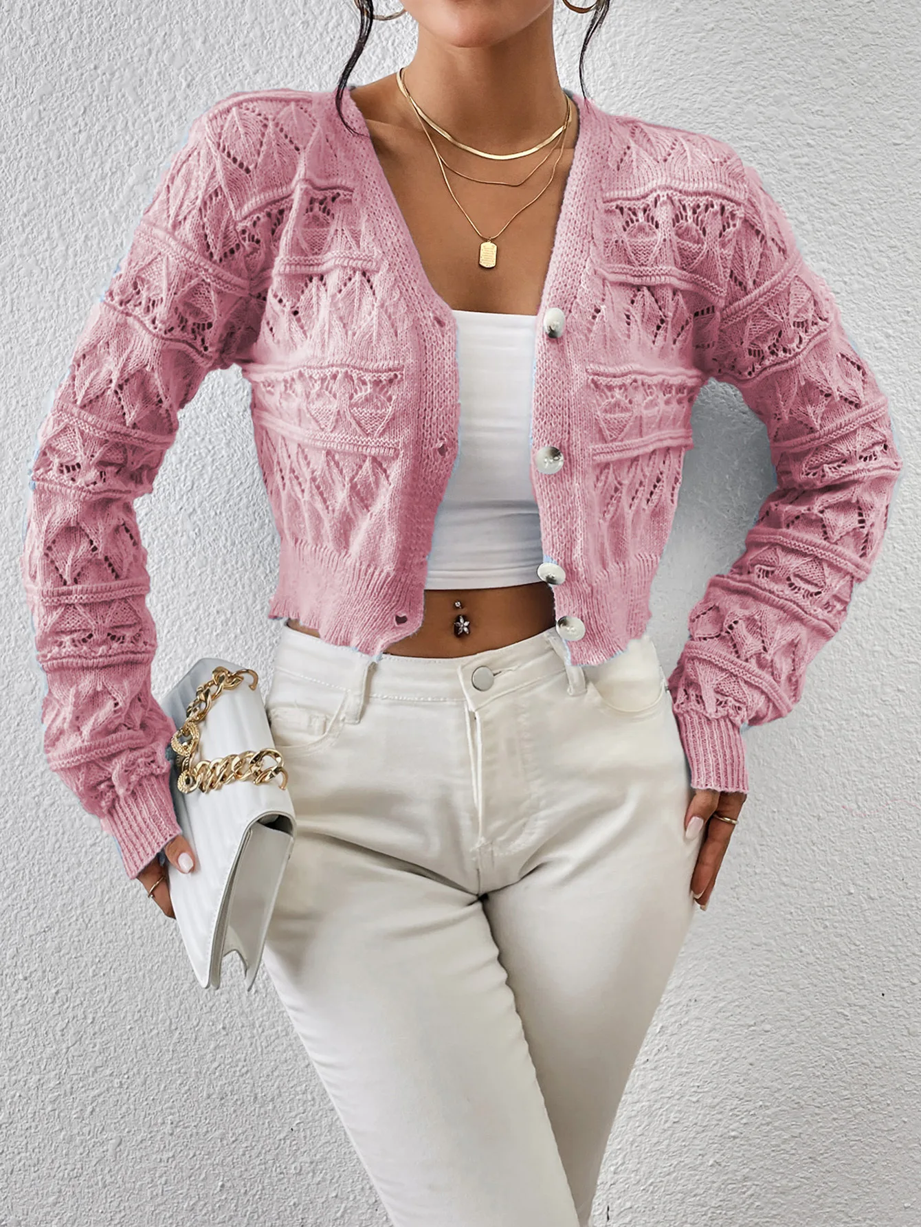 

Новые осенние женские трикотажные изделия с v-образным вырезом, вязаные свитера с длинными рукавами и вышивкой, однобортные короткие кардиганы, топы