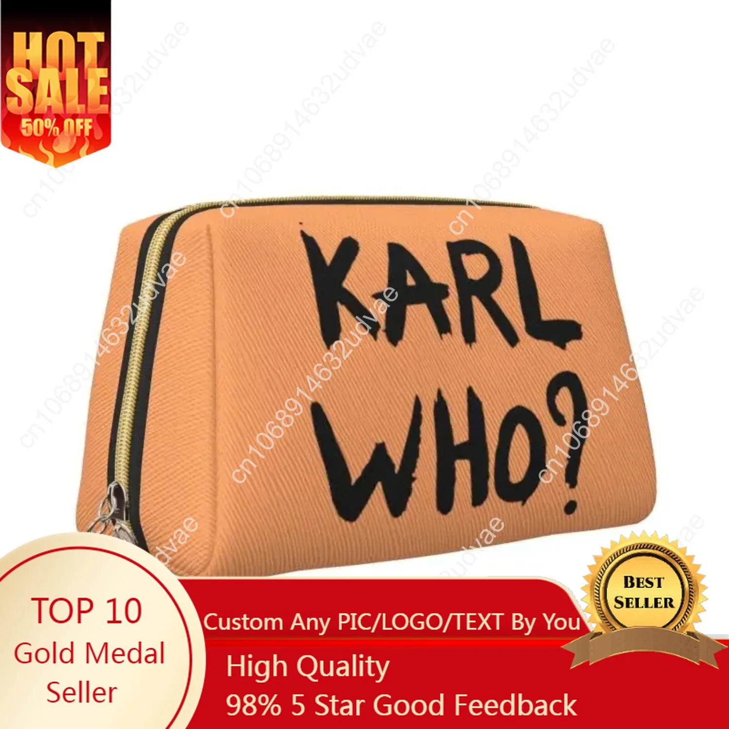 

Karl Who Print Leather Makeup Bag Large Capacity Travel Storage Pouch Portable Toiletry Cosmetic Bag for Women