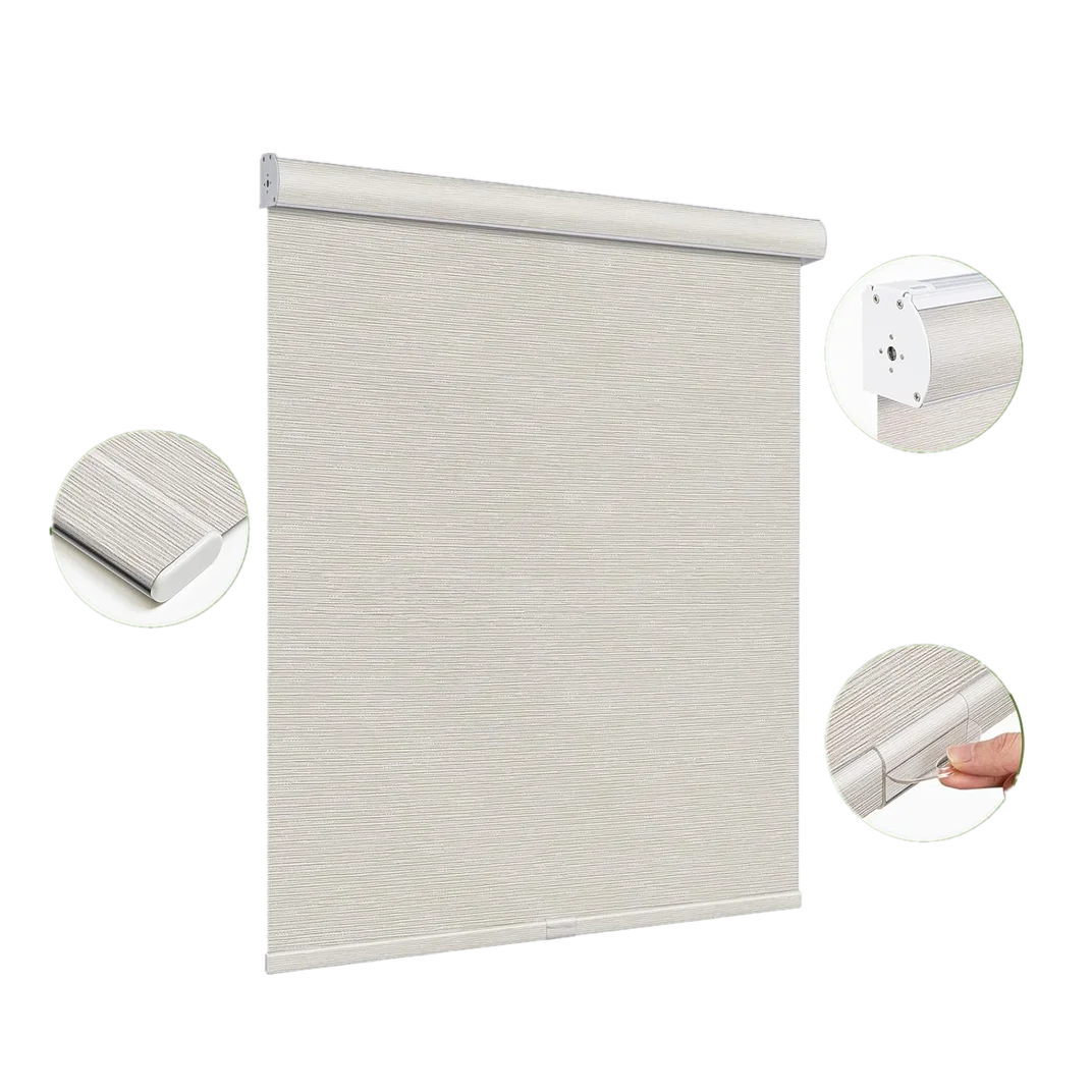 

2025Free-Stop Cordless Roller Blinds Roller Shades for Windows Natural Woven Fabric Thermal Insulation Roller Window Blinds