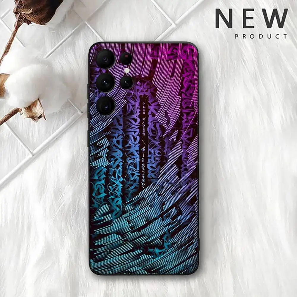 Pokras Lampas Art Graffiti Handyhülle für Samsung S 25,24,23,22,30,21,10,9,Ultra,Plus,Lite,FE,4,5G Schwarz Soft Case