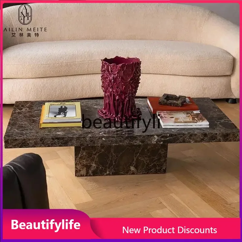 

a163 Italian light luxury natural marble coffee table living room designer high-end villa NordicQ