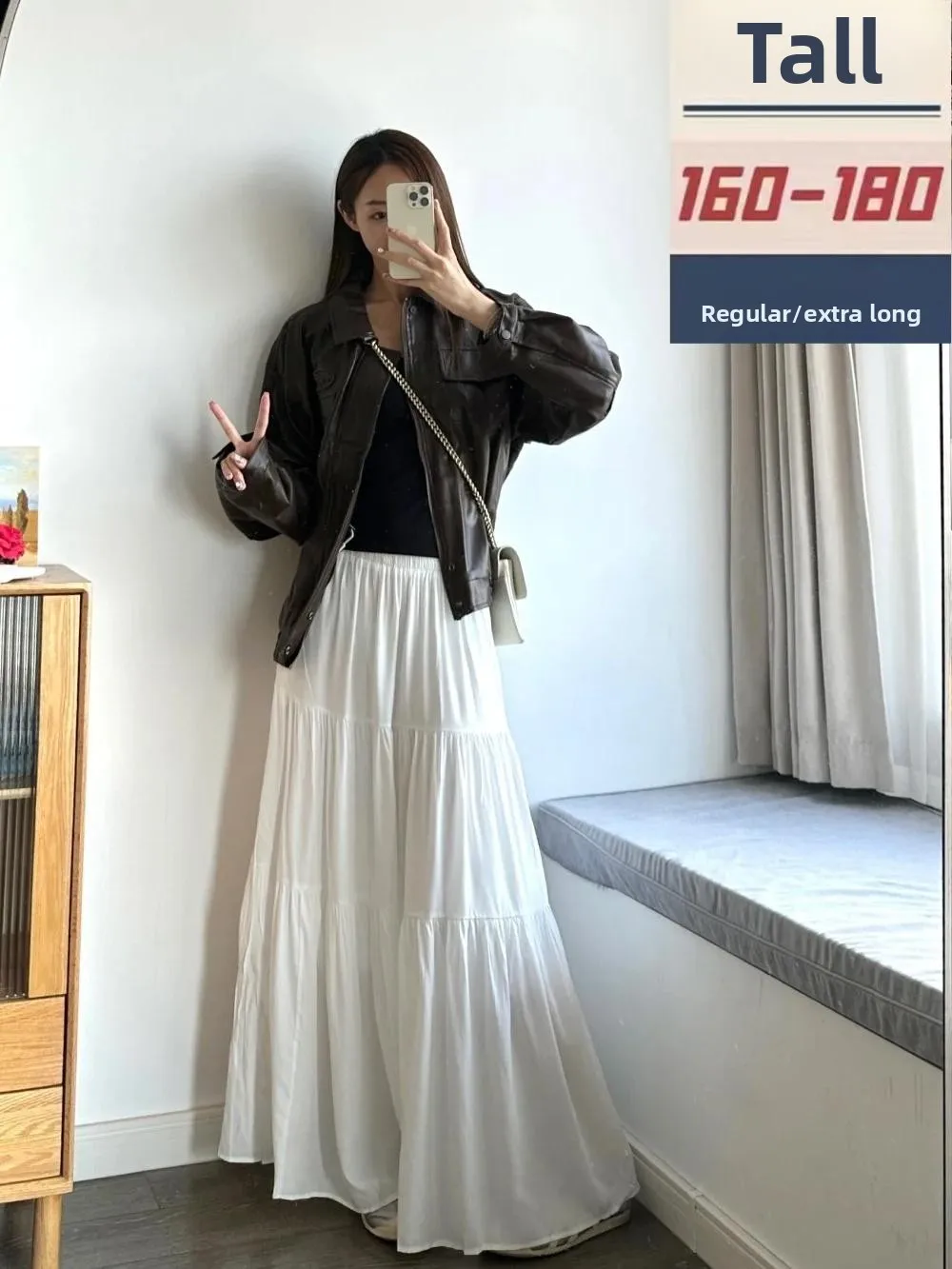 

Extended High Waist White Half Skirt Women's Autumn Winter Ballet Style Cake Skirt for Tall Women 175cm Commute Style