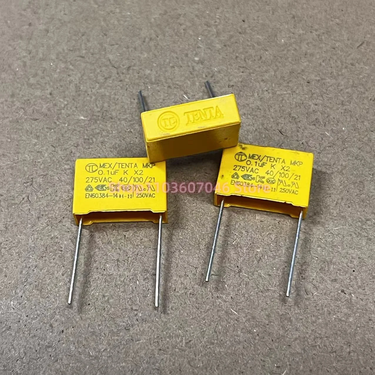 20pcs  X2 capacitor 275VAC 0.1UF 275V104K safety capacitor TC 0.1UF 275V  pin distance: 15mm