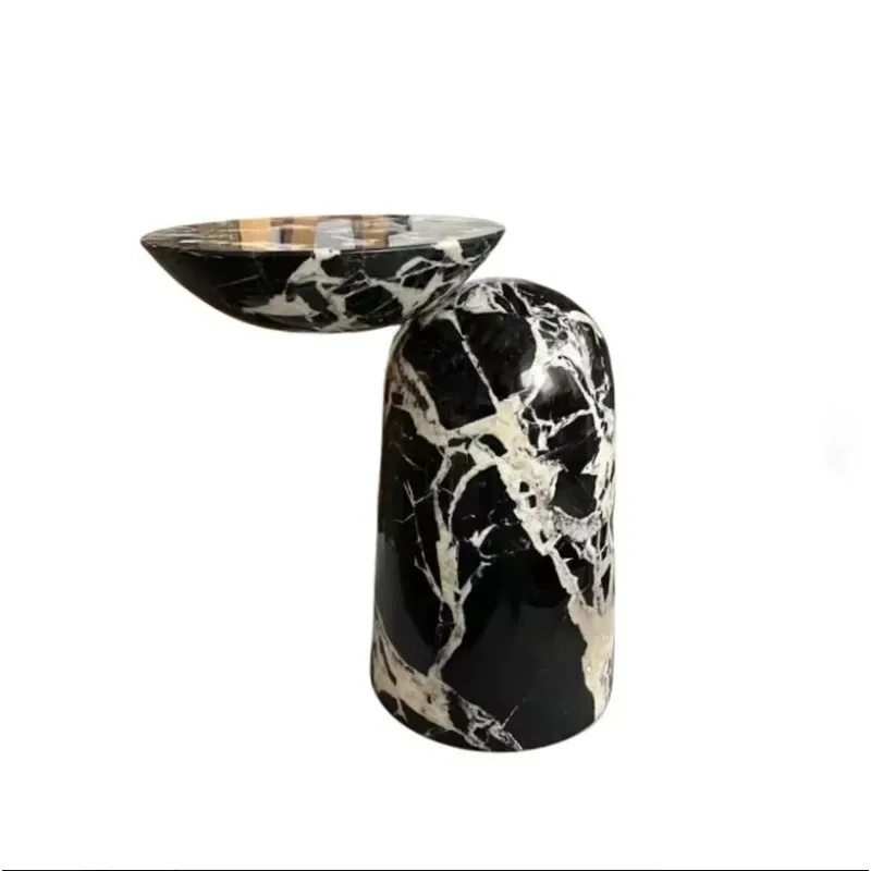 Unique Monolithic Stone Side Table Nero Grand Antique Marble Sofa End Table Modern Living Room Furniture Decor