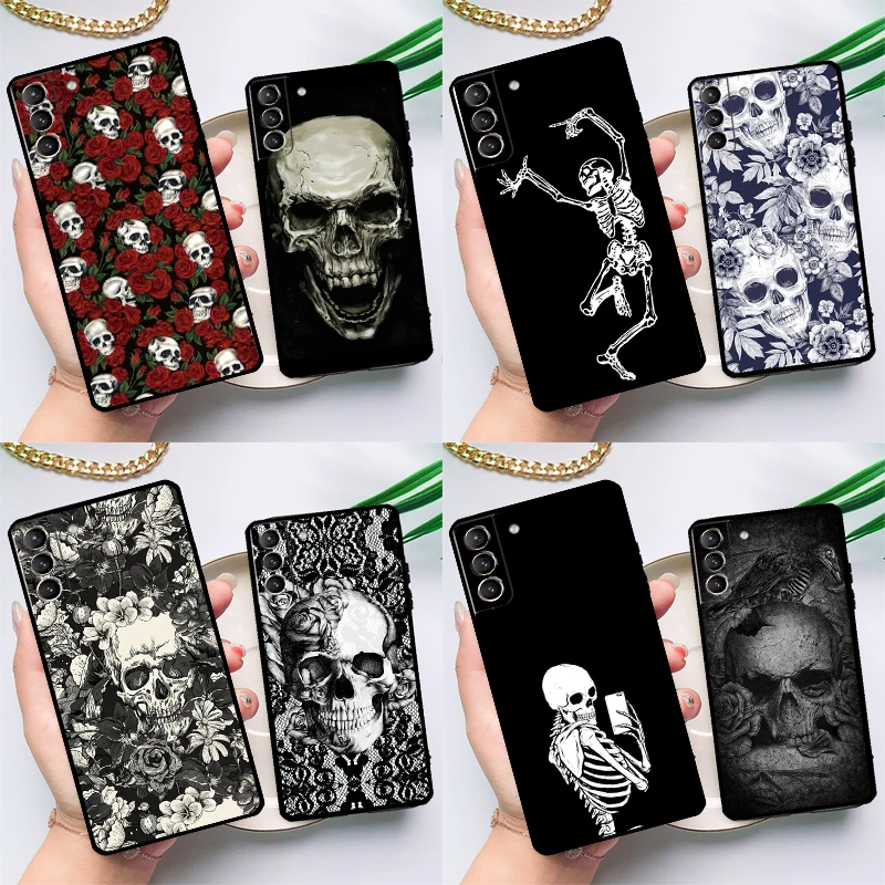 Gothic Fashion Skull Case For Samsung Galaxy S23 S22 S20 S21 Ultra S8 S9 S10 Note10 Plus Note20 Ultra S20 FE Cover