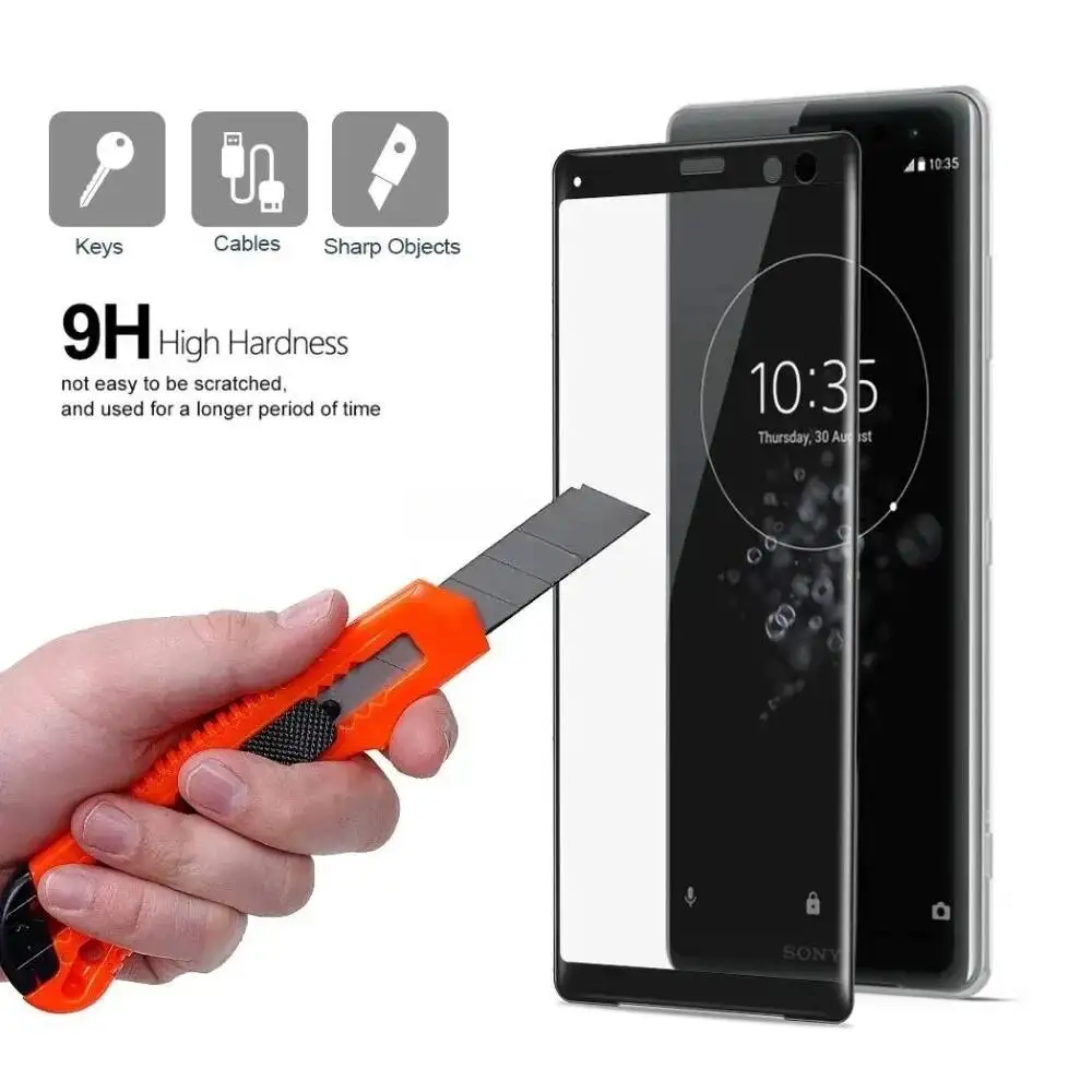 Vidro temperado 3D com cobertura total para SONY Xperia X XP XZS XZ3 XZ1 Compact XZ XZ2 PREMIUM XA XA1 PLUS Protetor de tela