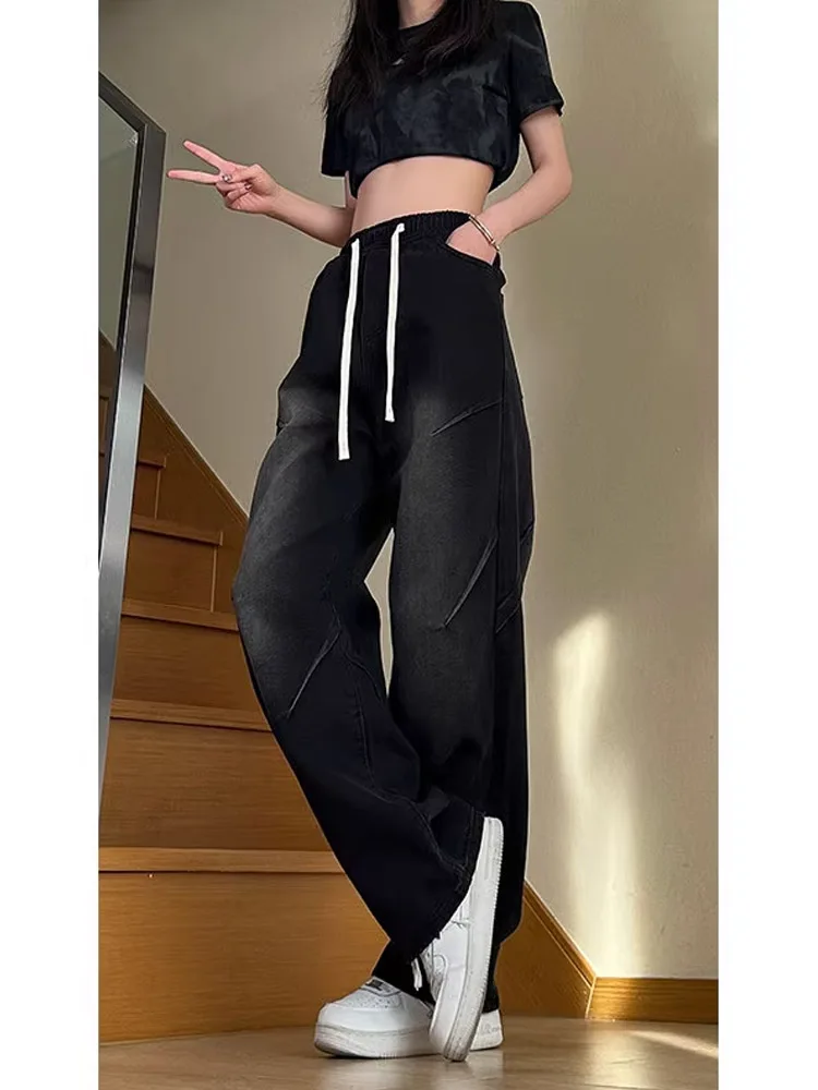 

Американская рабочая одежда в стиле ретро, джинсы, мужские осенне-зимние свободные прямые брюки со складками, прочная смесь хлопка и полиэстера