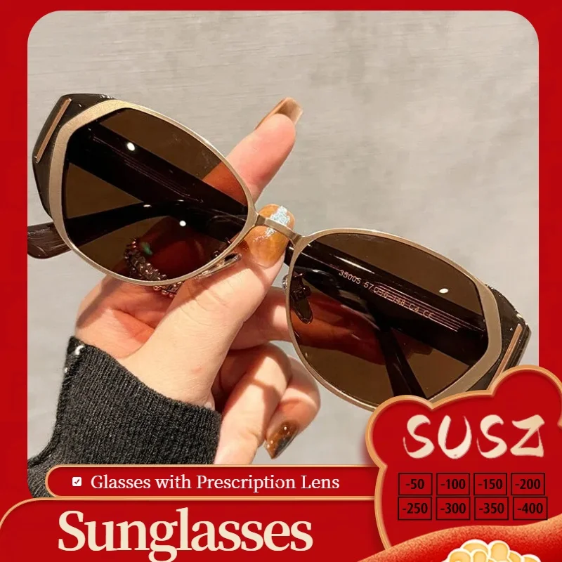 

SUSZ Women Currents Myopia UV Protection Sunglasses Trendy Colored Prescription Glasses For Summer Beach Travel Driving Shopping