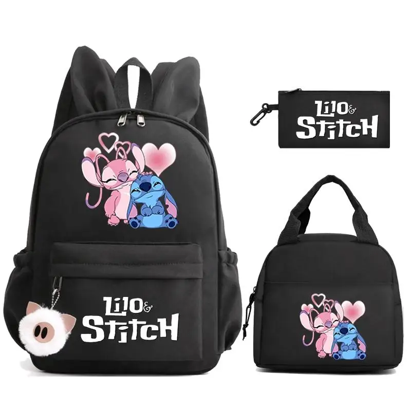 

3Pcs/set Disney Lilo Stitch Backpack Teen Boy Girl Student Back To School Schoolbag Anime Lunch Bag Women Rucksack Pencil Case