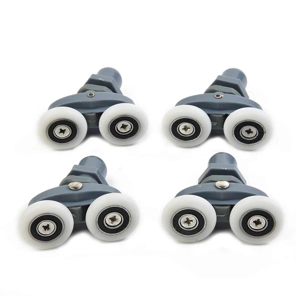 Twin Shower Door Rollers 4 Pack with 19/23/25/27mm Diameter Wheels Designed for Quiet Operation and Durability